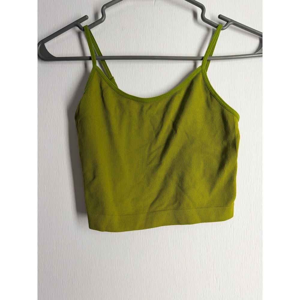Wild Fable Olive Green Ribbed Cami Crop Top XS Adjustable Straps Seamless Tank